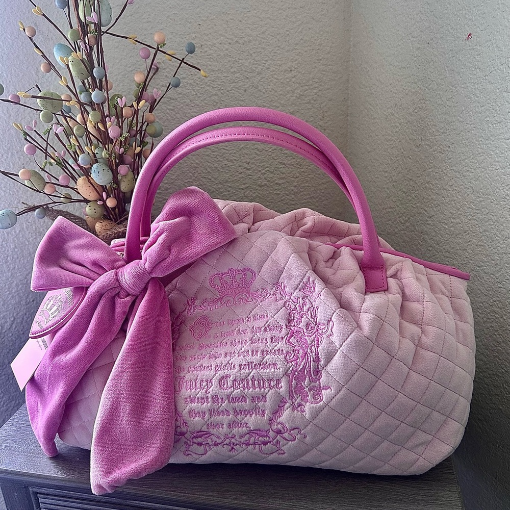 Juicy Couture Pink Quilted Satchel with Bow